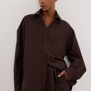 BURNT CHOC COTTON DRAWSTRING SHORT