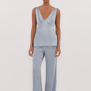 DUSTY BLUE SILK PANT - PRE ORDER