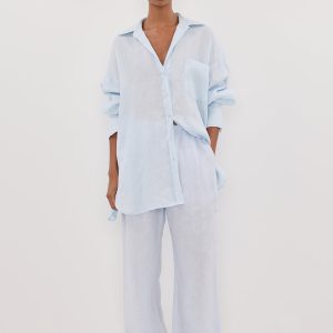 ICE BLUE LINEN PANT