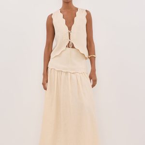SANDSTONE LINEN MIDI SKIRT - PRE ORDER