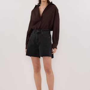 BLACK RINSE DENIM SHORT